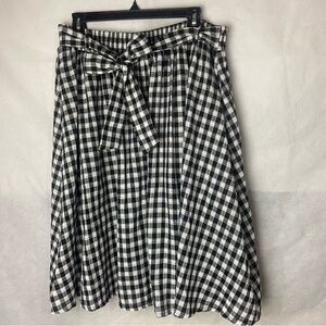 NWTs Black and White Cotton Elastic Waistband Checkered Women's Skirt Size XL
